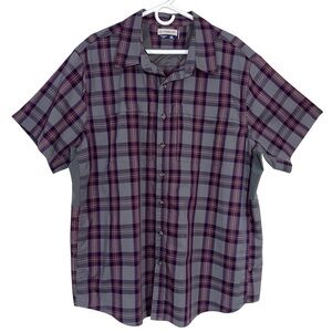 Magellan Outdoors Grey Plaid Moisture Wicking Short Sleeve Shirt